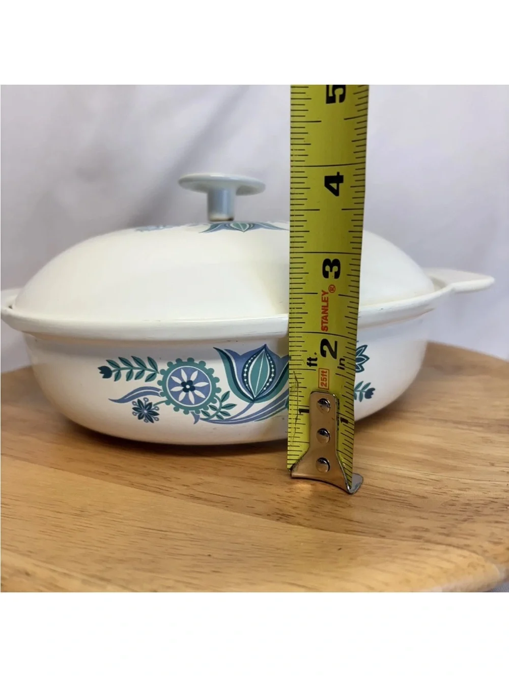 Vtg Prizer-Ware Pennsylvania Tulip Cast Iron Enamel Dutch Oven w/Lid 1 Qt 1950’s